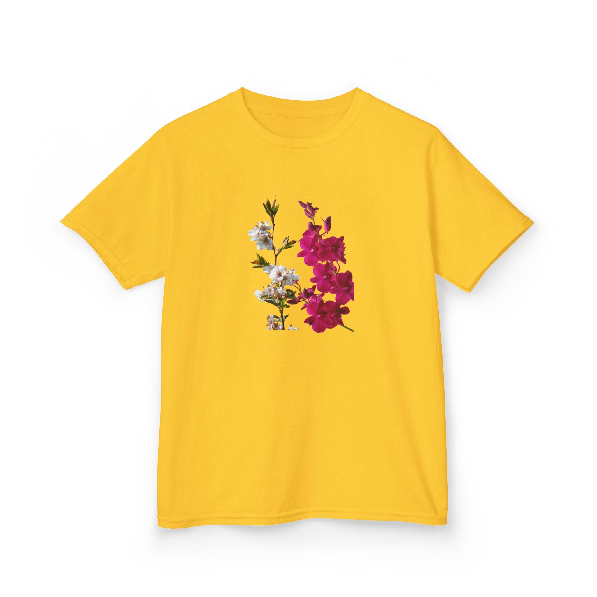 Kids Floral Tee — Pink Bougainvillea Graphic Cotton Shirt