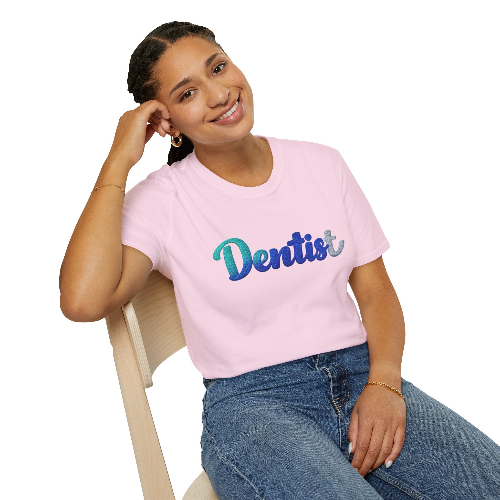 T-shirt dentiste — T-shirt script dentaire en dégradé pour hygiénistes et dentistes