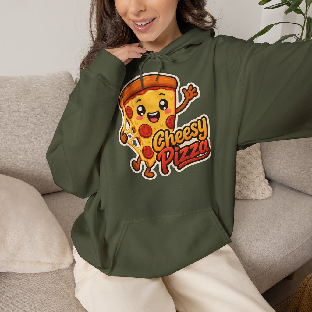 Cheesy Pizza Graphic Pullover Hoodie – Unisex