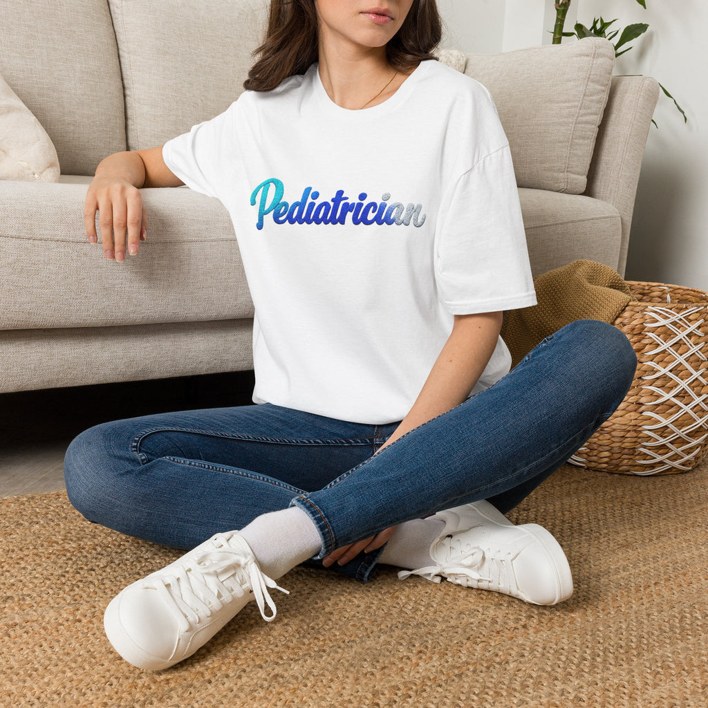 Pediatrician Script Tee — Blue Gradient Pediatric Doctor Shirt