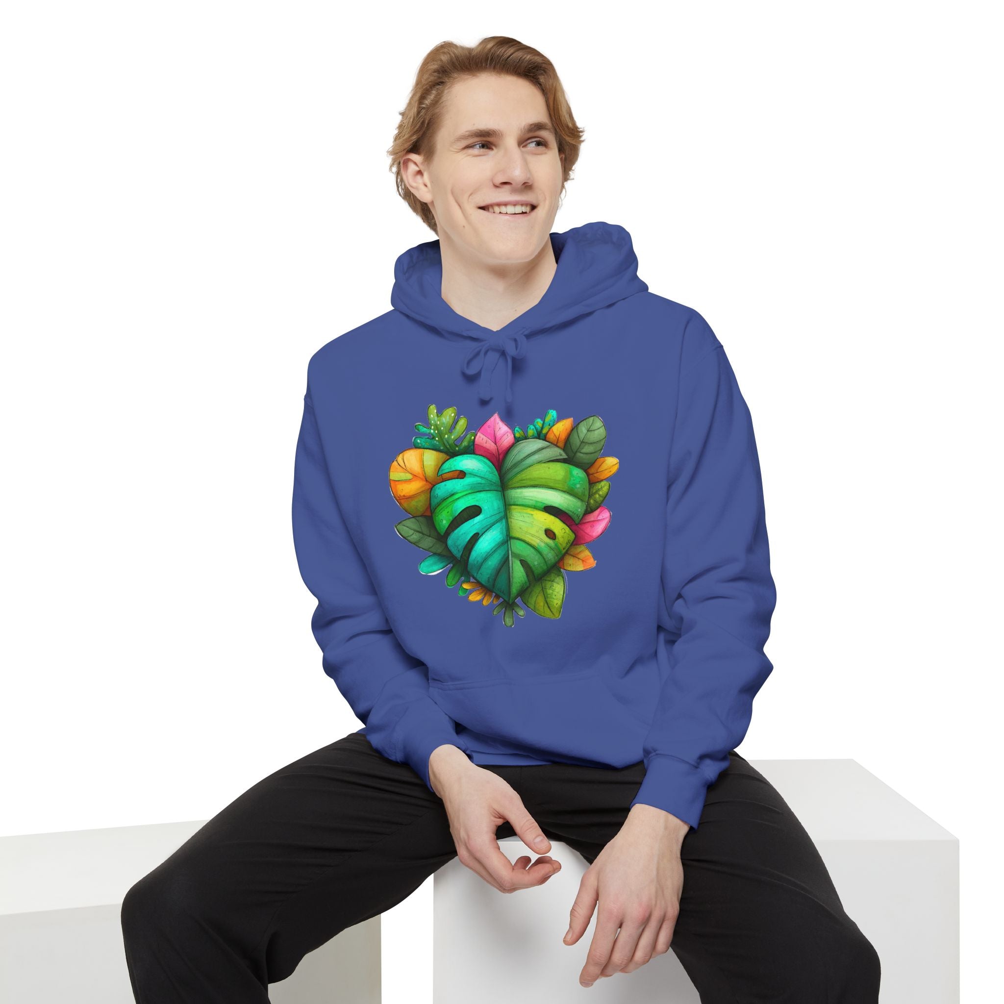 Leaf Heart Hoodie — Tropical Botanical Graphic Sweatshirt