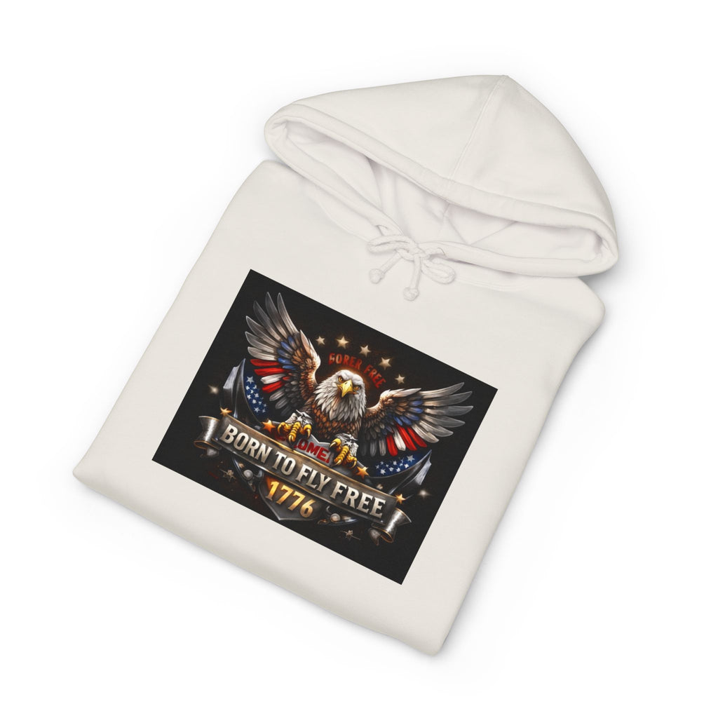 Patriotic Eagle Hoodie - "Born to Be Free 1776" American Flag Sweatshirt