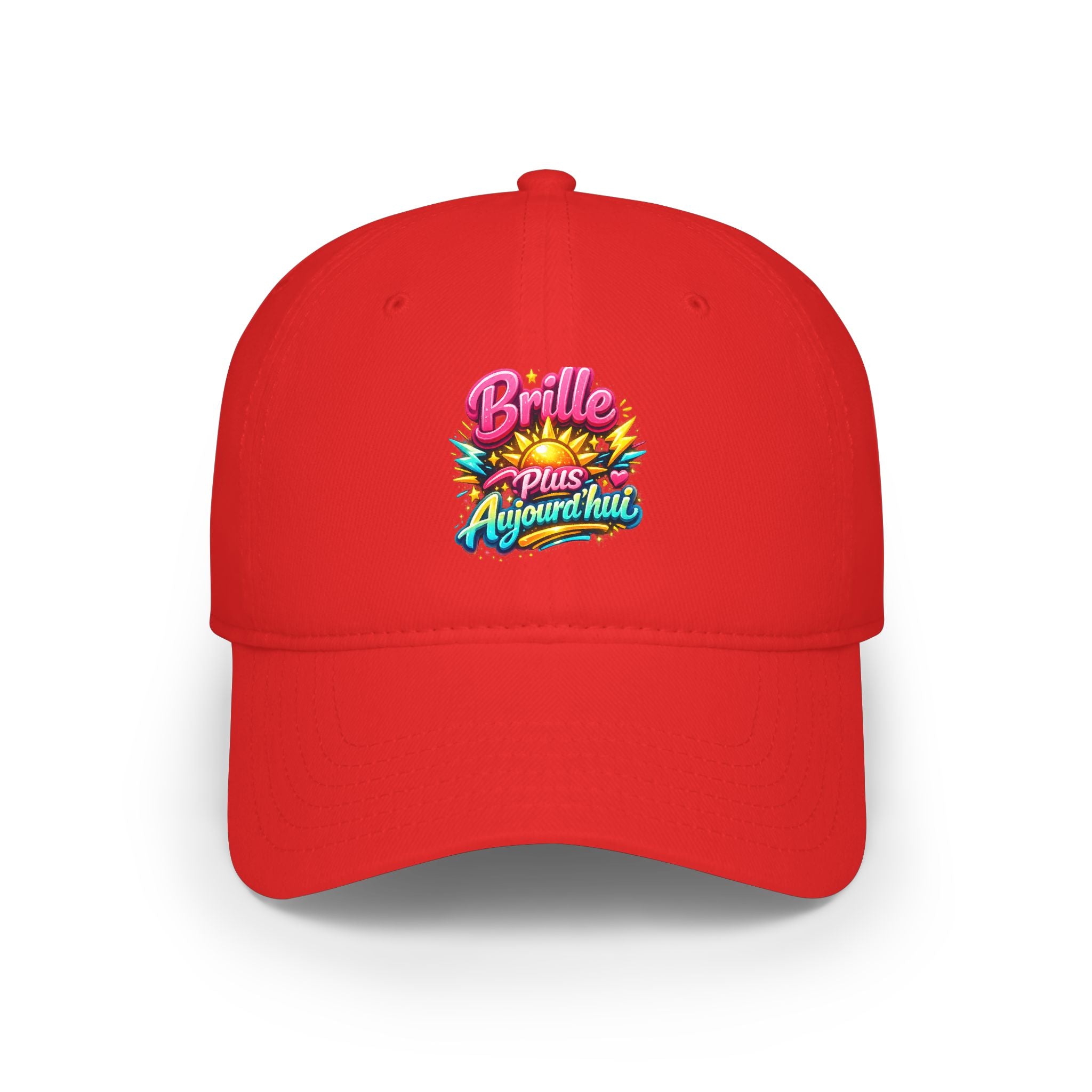 Low Profile Baseball Cap — "Brille Plus Ajourd'hui" Colorful Retro Logo Hat