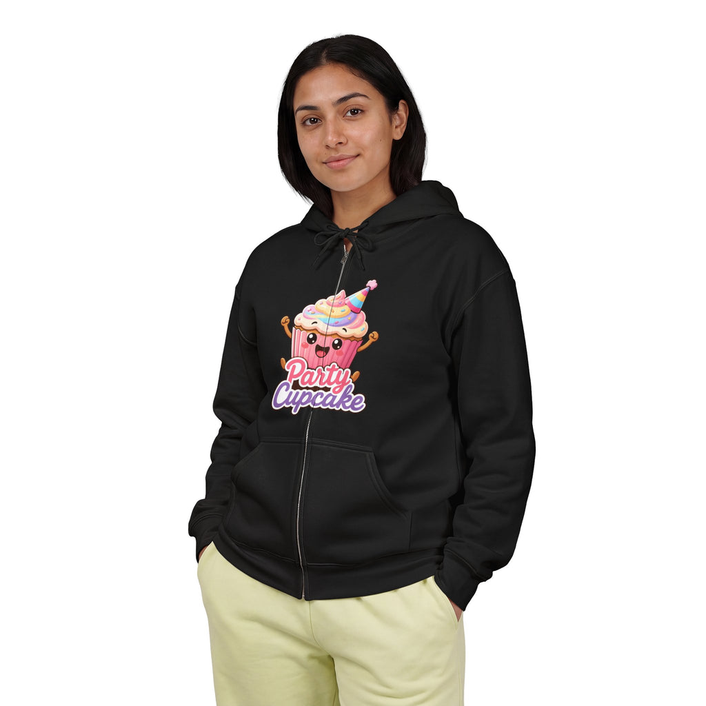 Party Cupcake Graphic Zip-Up Hoodie – Unisex