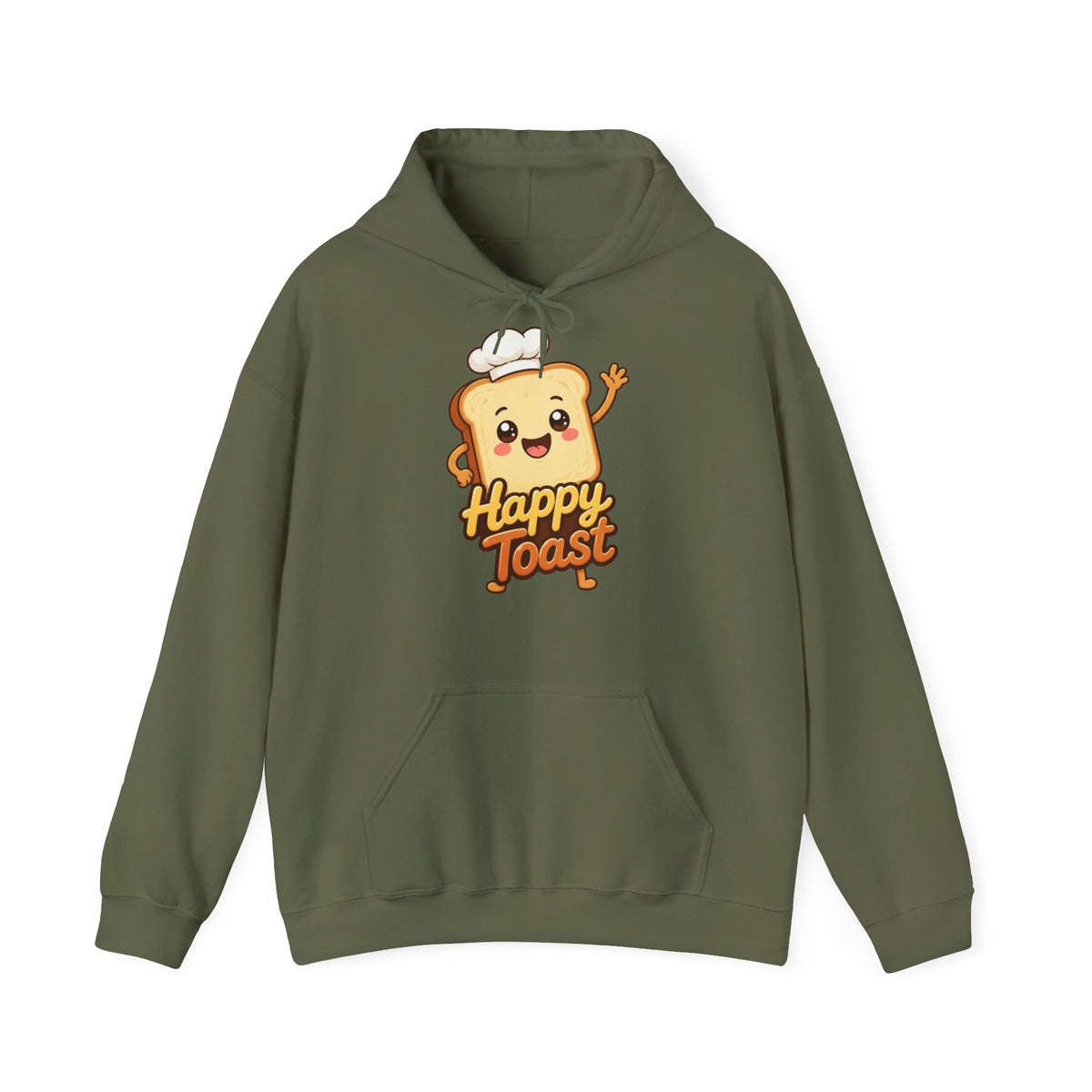 Happy Toast Cartoon Graphic Hoodie – Unisex Pullover