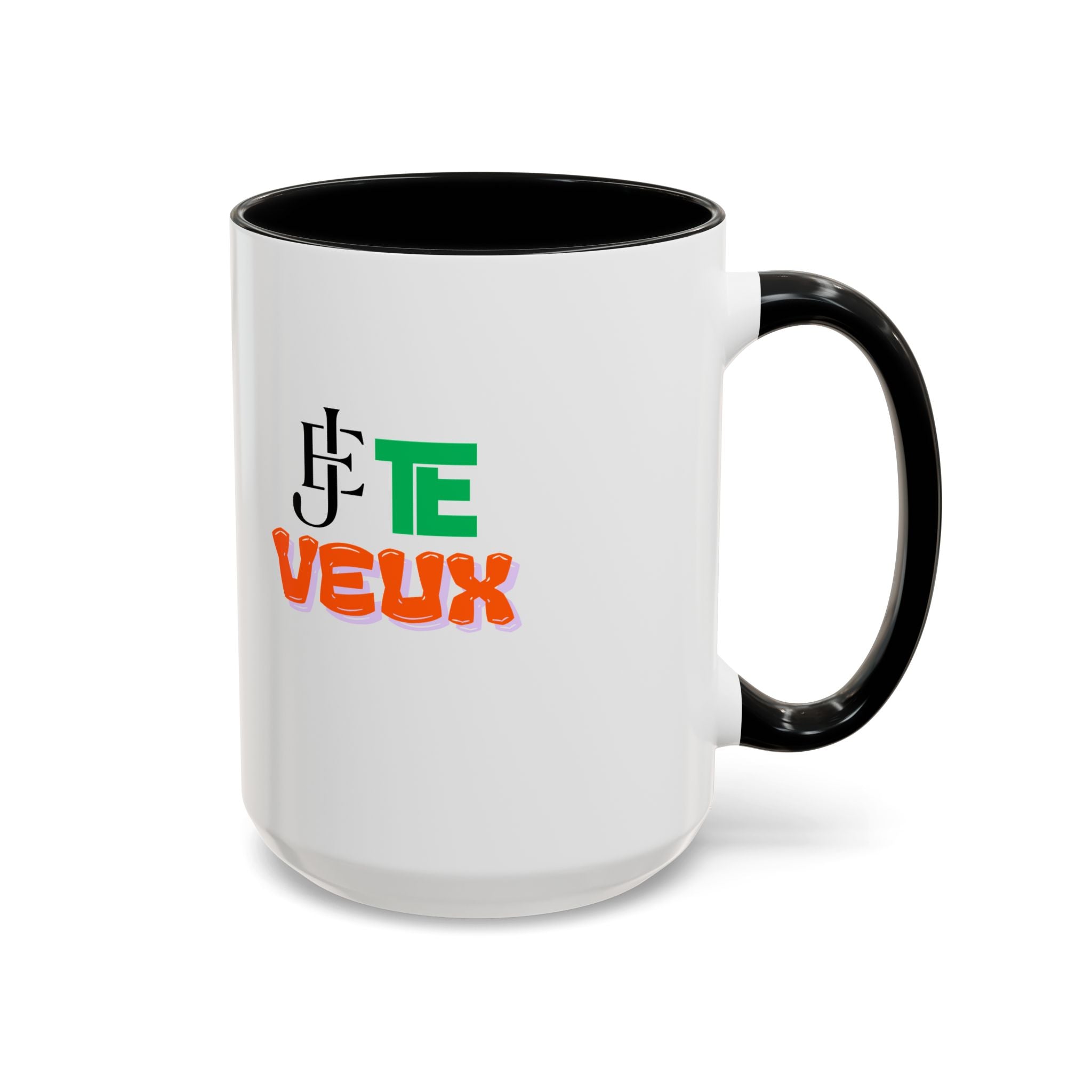 French Phrase Accent Mug — "Je Te Veux" Colorful Ceramic Coffee Mug (11/15oz)