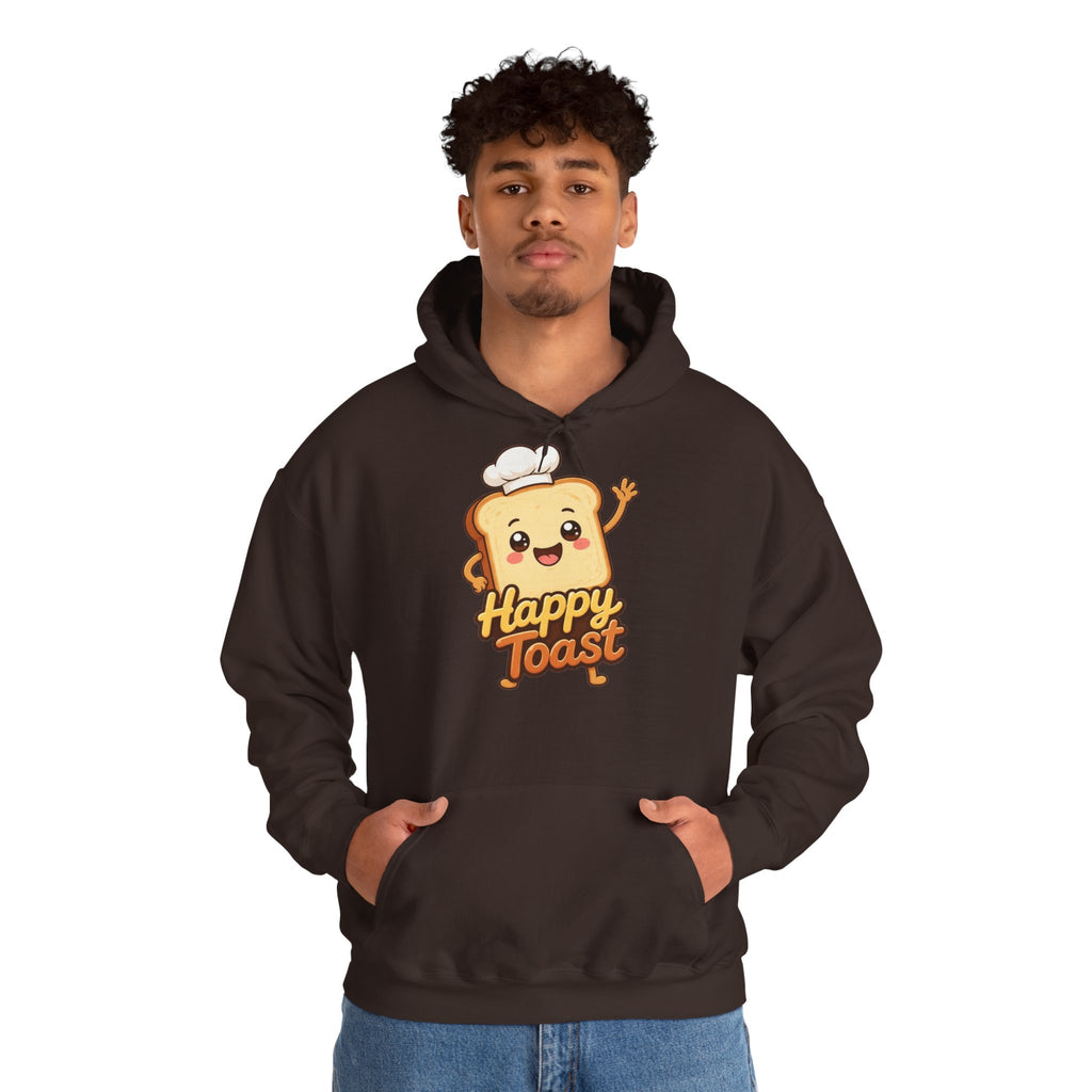 Happy Toast Cartoon Graphic Hoodie – Unisex Pullover