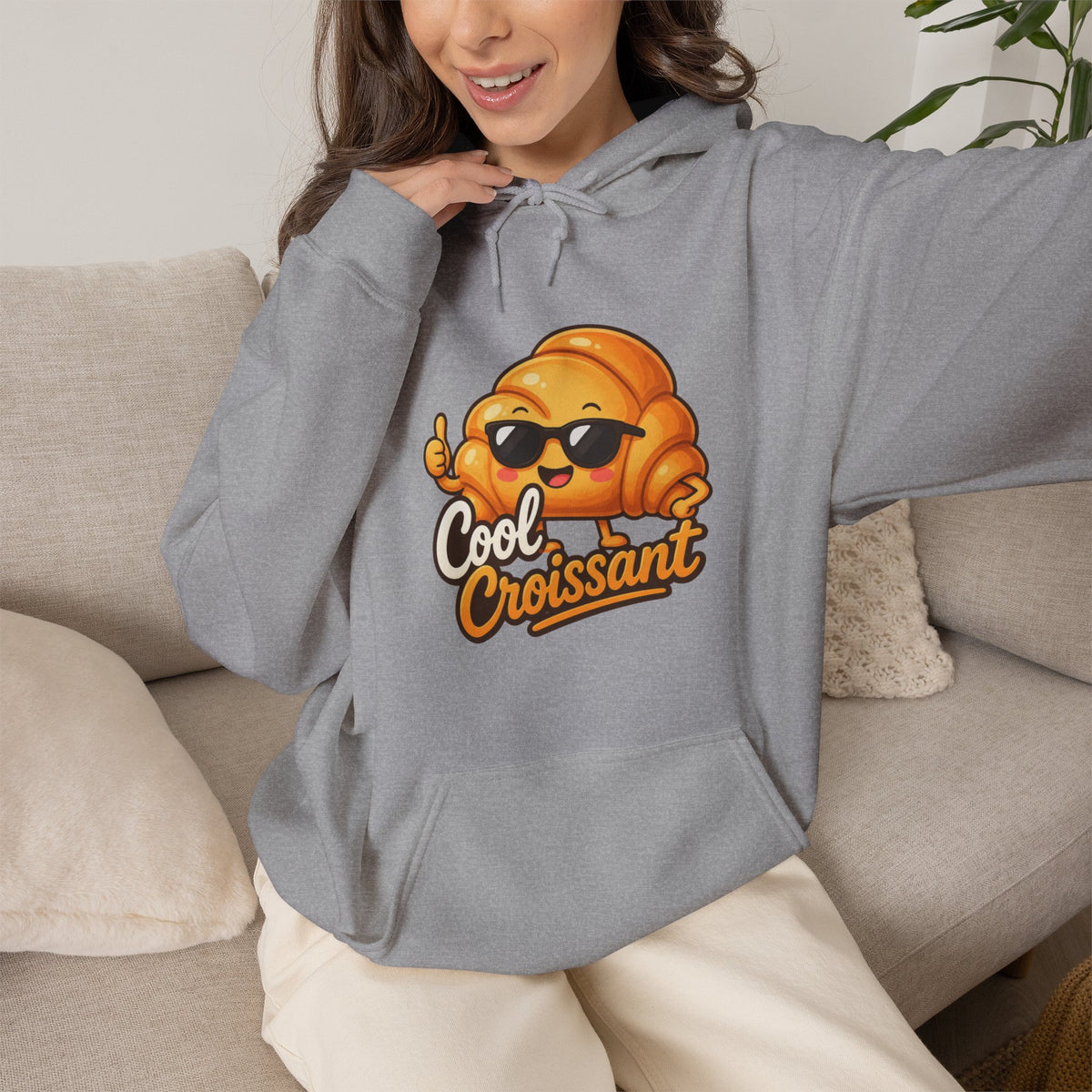 Cool Croissant Graphic Pullover Hoodie – Unisex