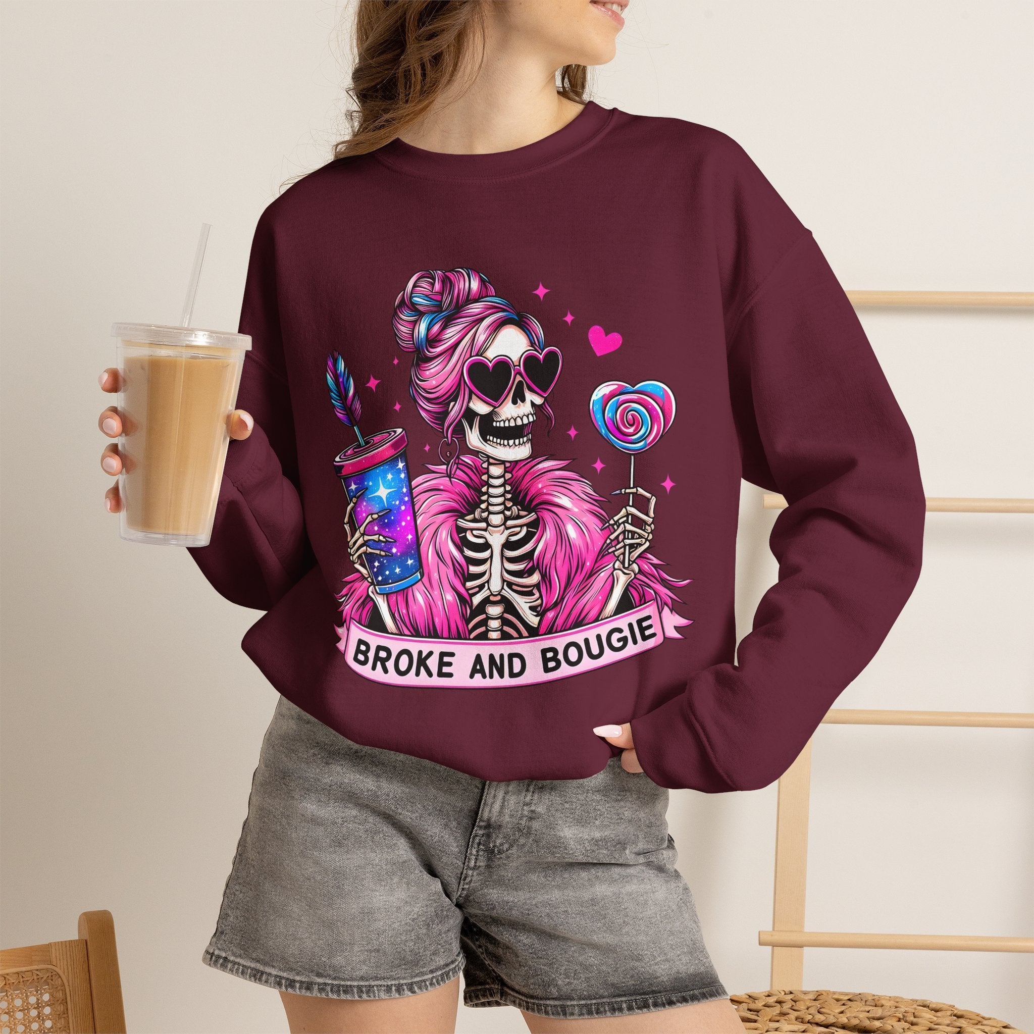 Broke and Bougie Skeleton Crewneck Sweatshirt