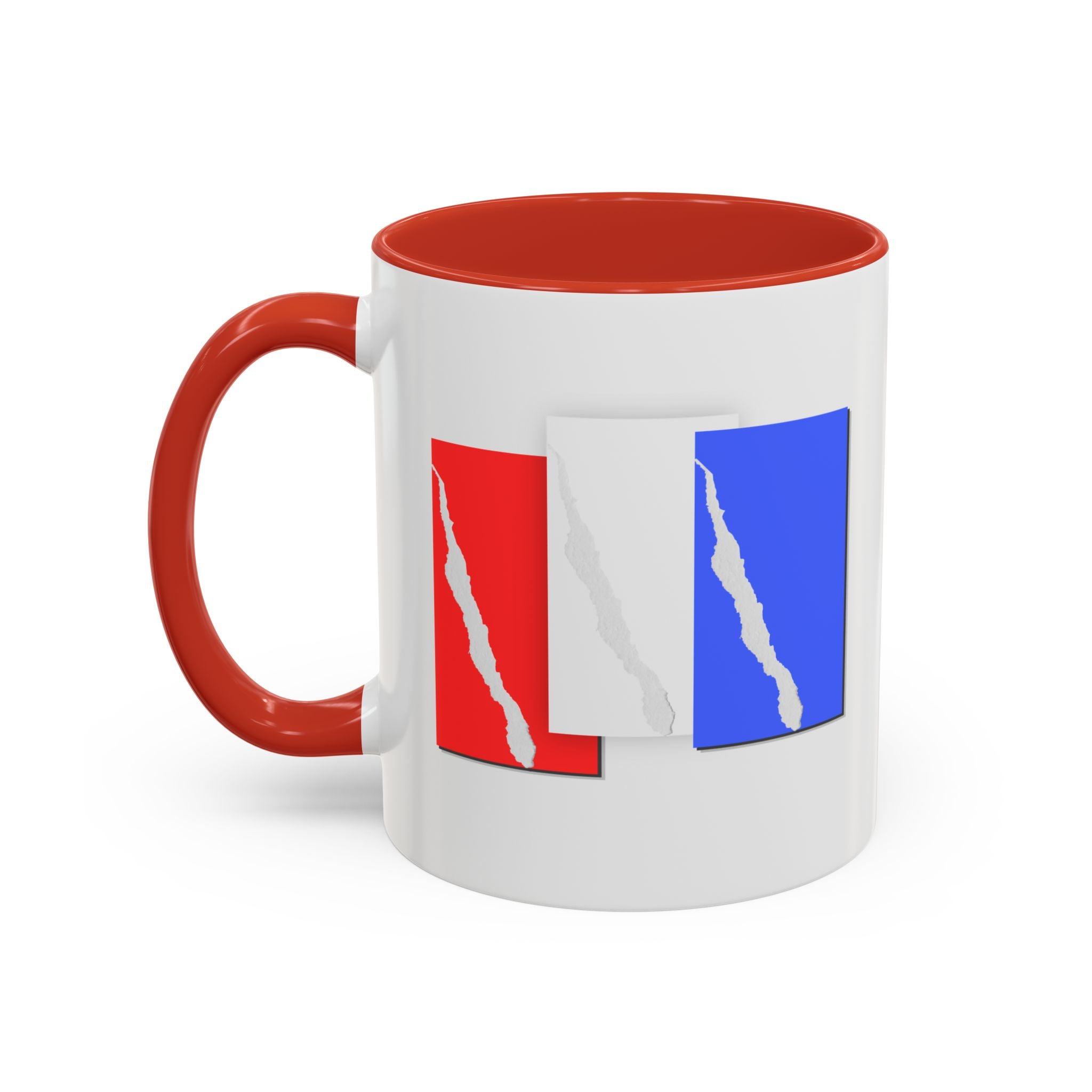 Accent Coffee Mug — Red, White & Blue Abstract Stripe Design (11/15oz)