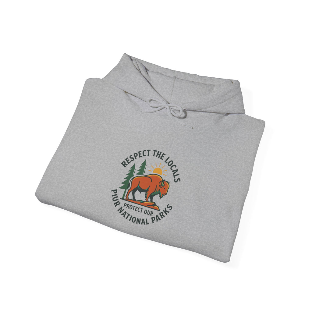 Respect the Locals bison badge Hoodie | Protect Our Parks, national parks, leave no trace