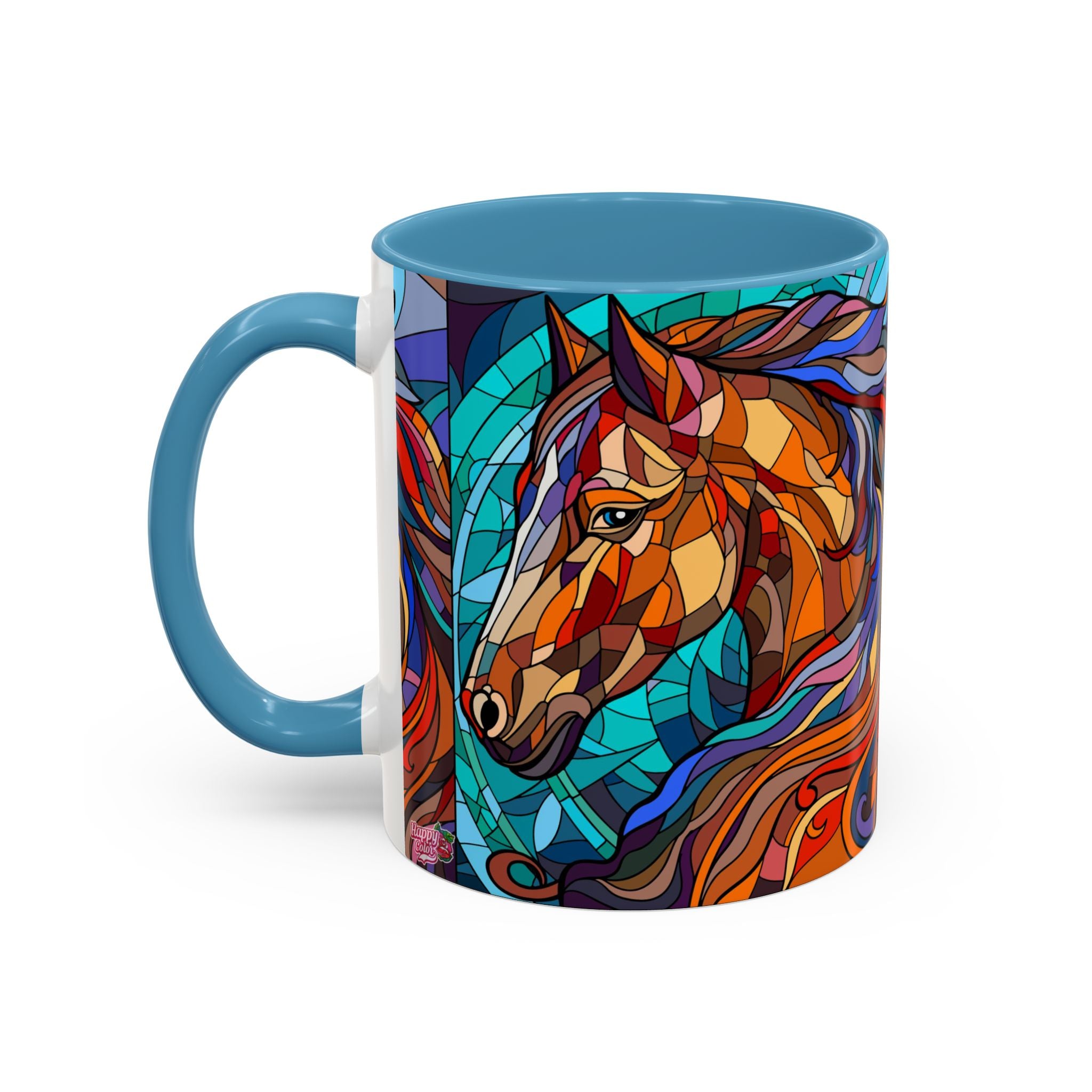 Stained Glass Horse Accent Coffee Mug – Colorful Equine Art (11/15 oz)