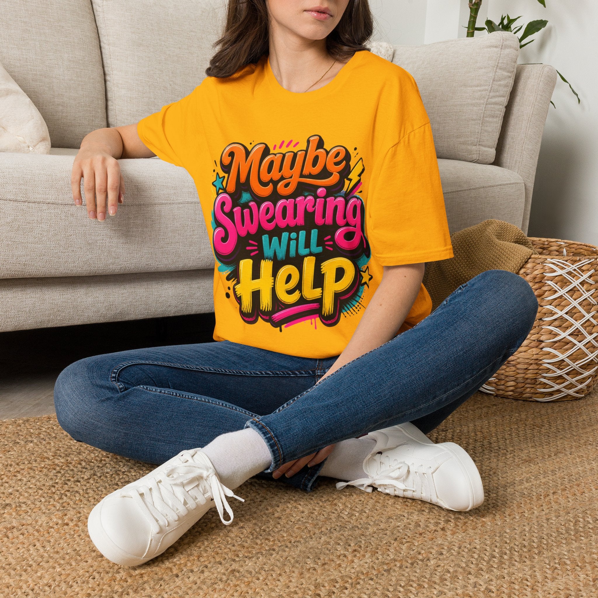 T-shirt "Peut-être que j'insulterai ça aidera" — Tee graphique rétro amusant