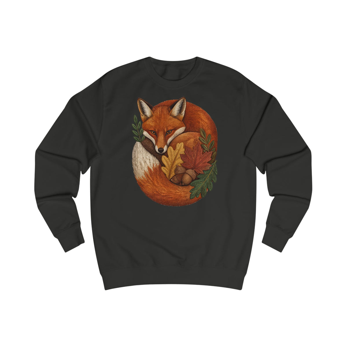 Fox Circle Sweatshirt — Cozy Autumn Fox Illustration Crewneck