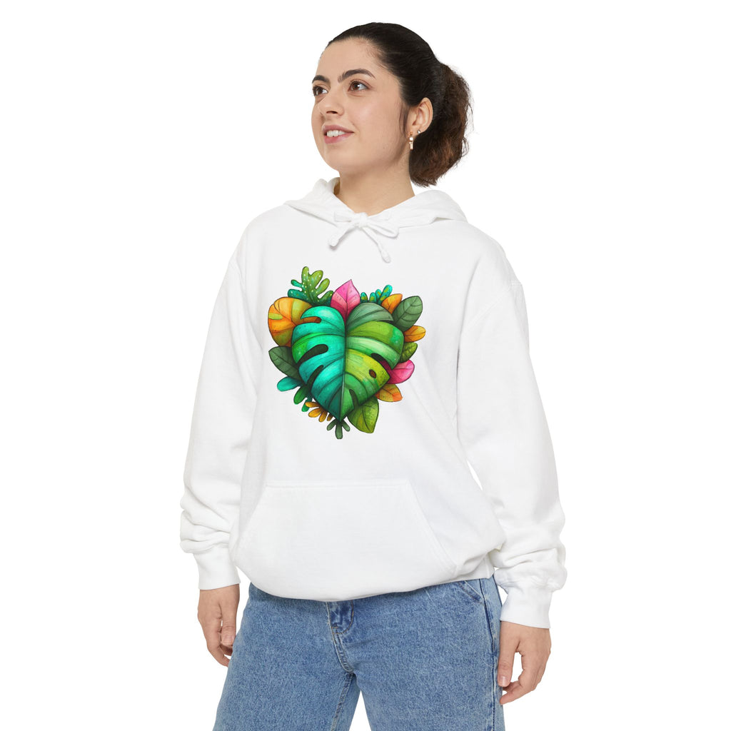 Leaf Heart Hoodie — Tropical Botanical Graphic Sweatshirt