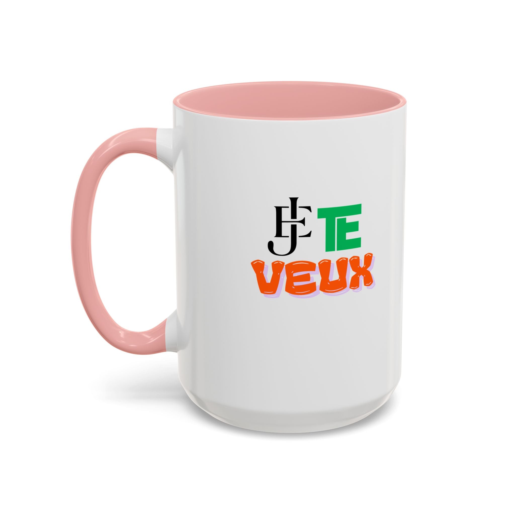 French Phrase Accent Mug — "Je Te Veux" Colorful Ceramic Coffee Mug (11/15oz)