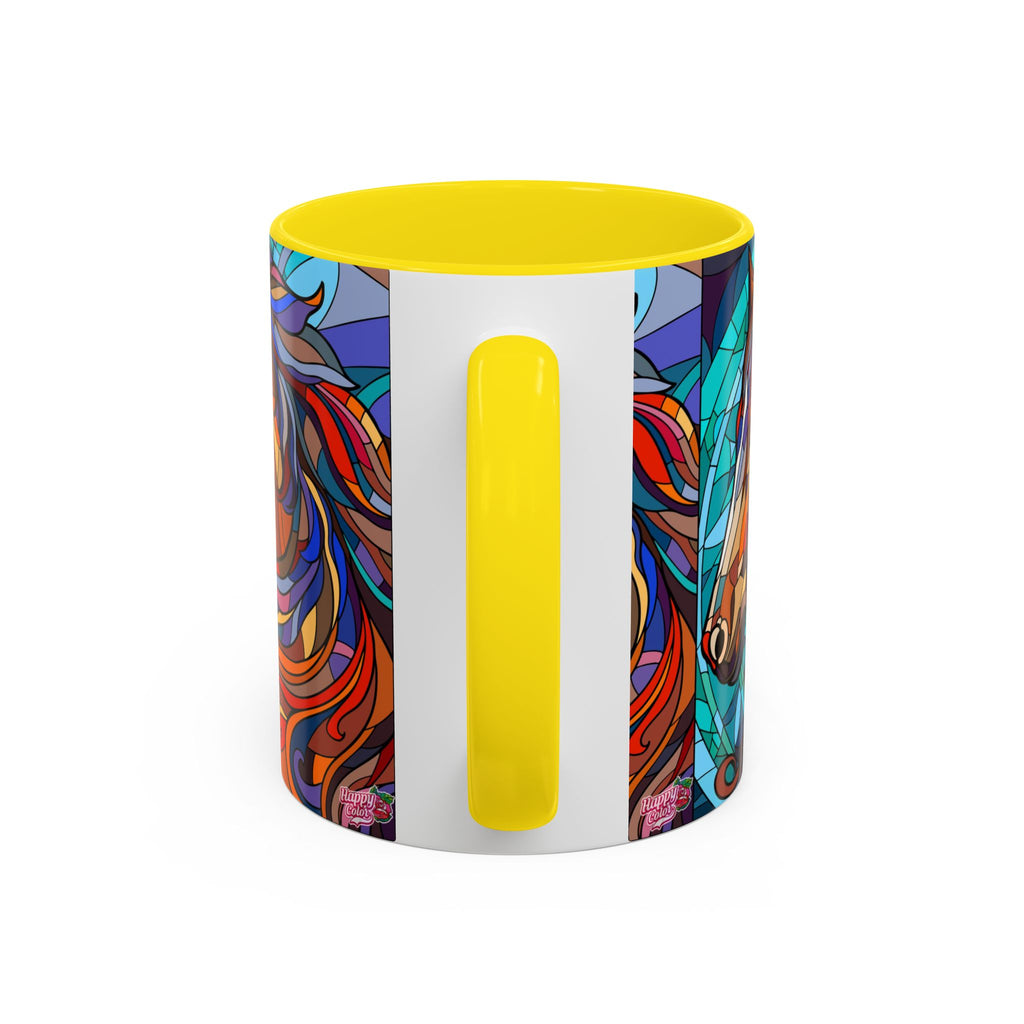 Stained Glass Horse Accent Coffee Mug – Colorful Equine Art (11/15 oz)