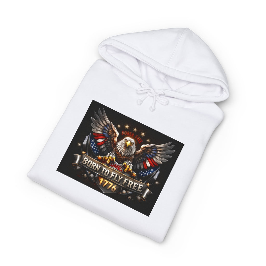 Patriotic Eagle Hoodie - "Born to Be Free 1776" American Flag Sweatshirt