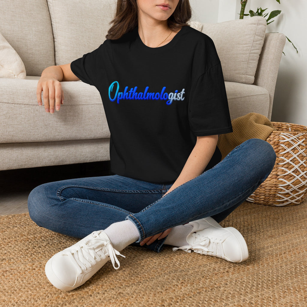 Ophthalmologist T-Shirt — Blue Script Medical Doctor Gift