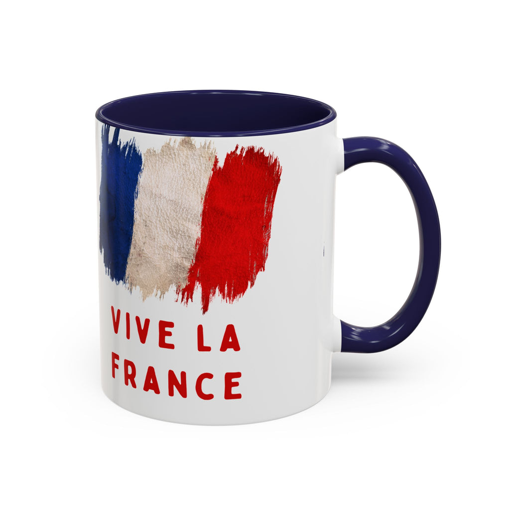 Vive La France Accent Coffee Mug — French Flag Brushstroke 11/15oz