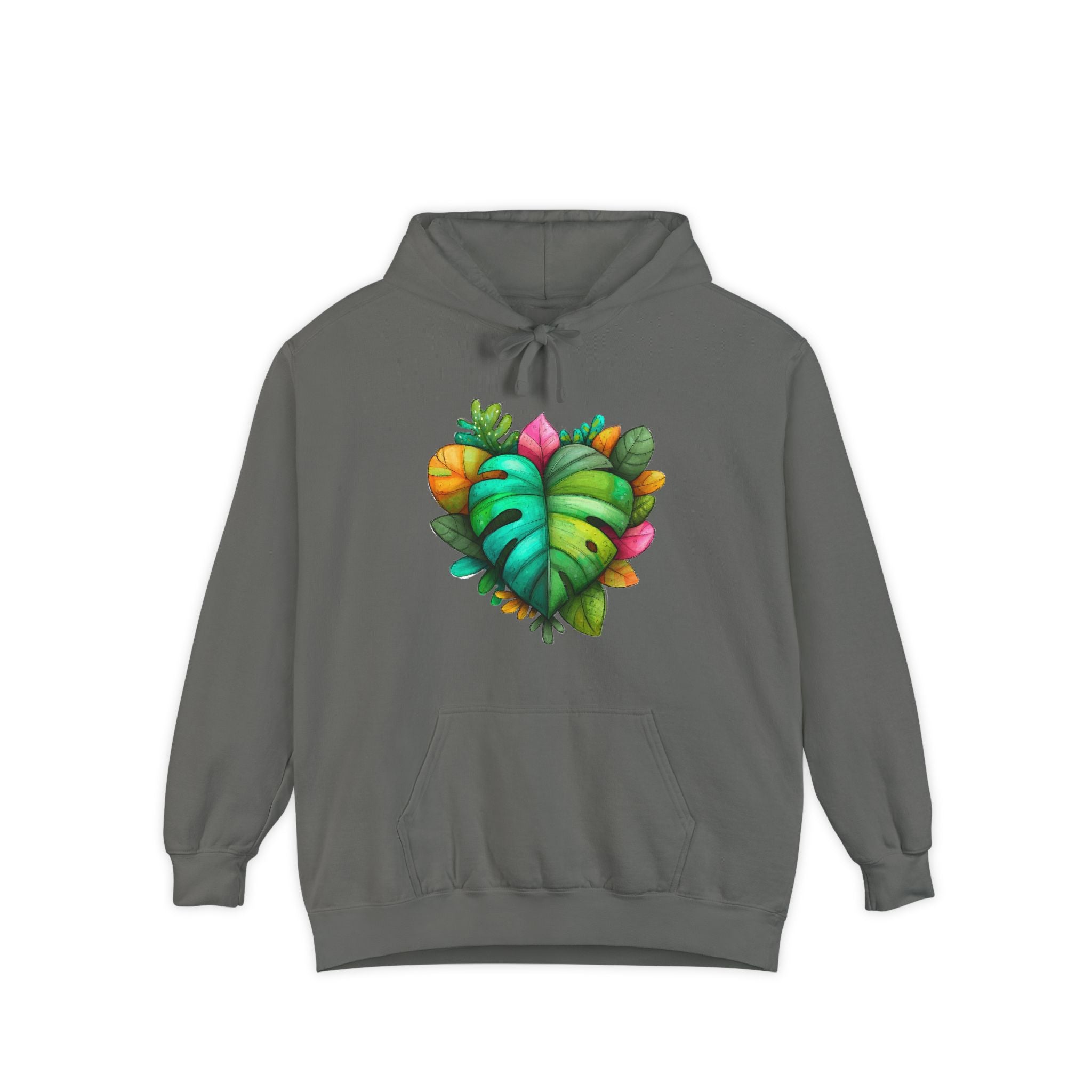 Leaf Heart Hoodie — Tropical Botanical Graphic Sweatshirt