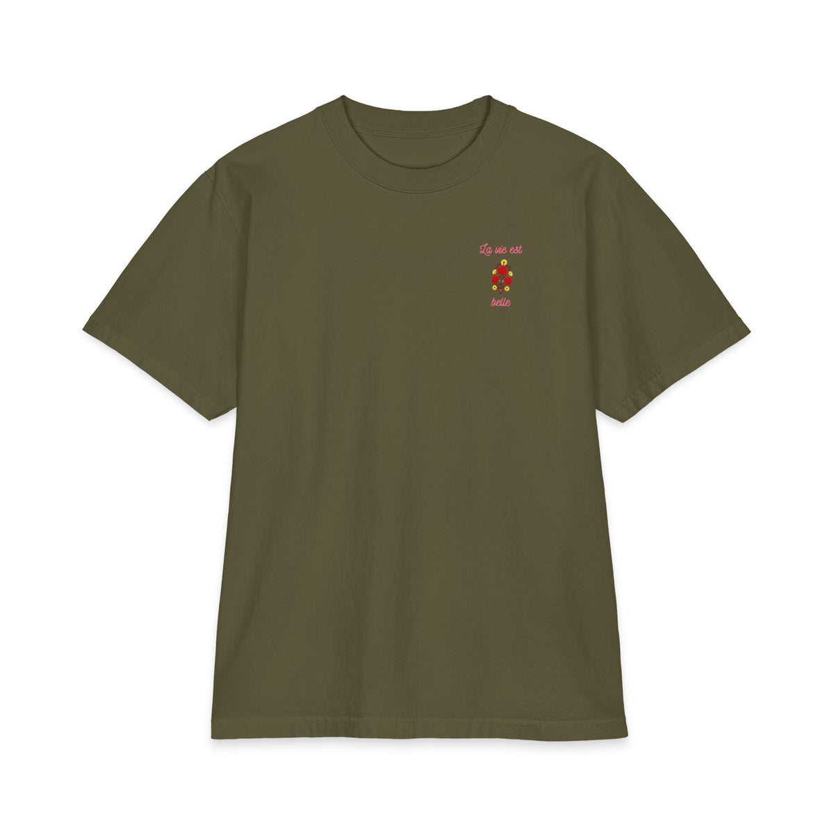 T-shirt floral La Vie Est Belle — T-shirt graphique avec citation française