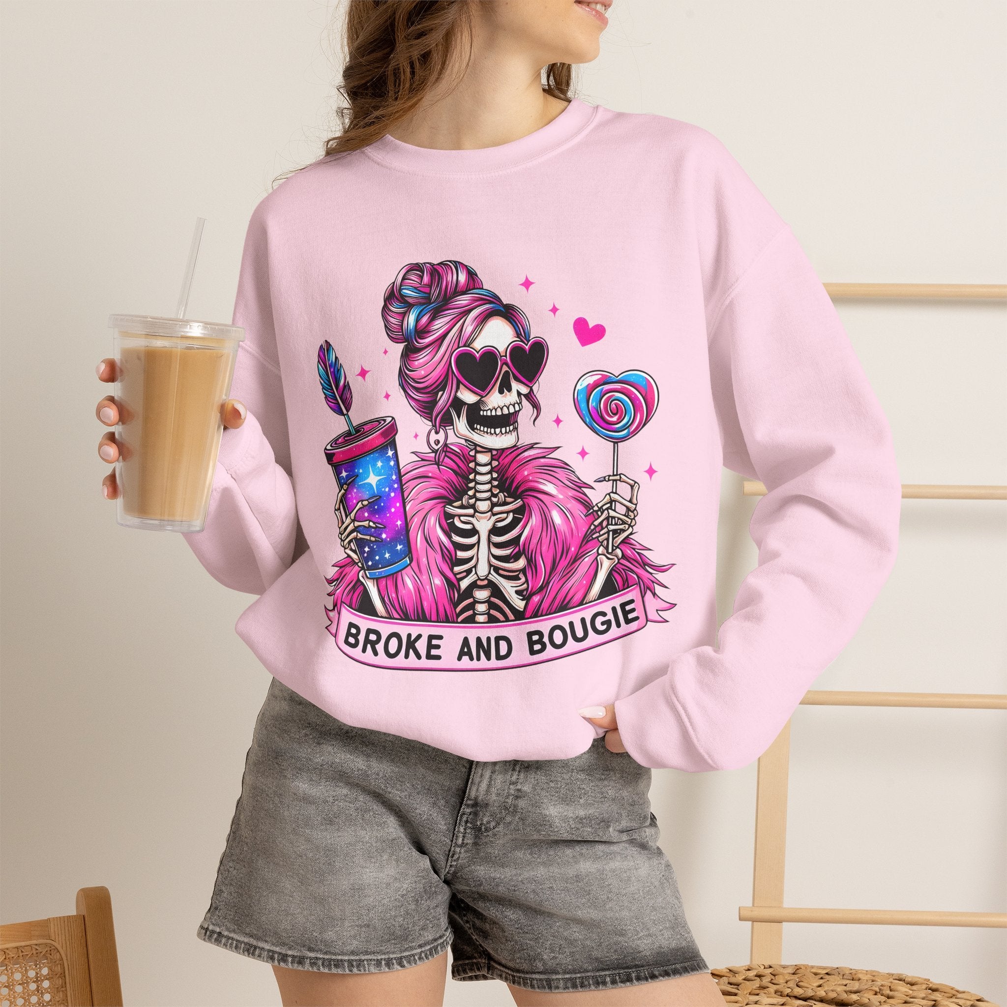 Broke and Bougie Skeleton Crewneck Sweatshirt
