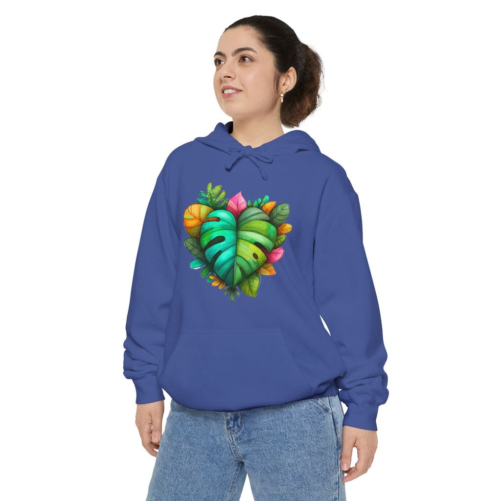 Leaf Heart Hoodie — Tropical Botanical Graphic Sweatshirt