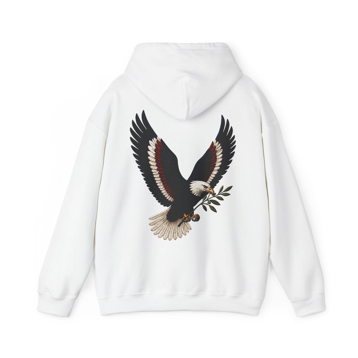 Sweat à capuche avec branche d’olivier et aigle — Sweat-shirt graphique avec aigle à tête blanche patriotique