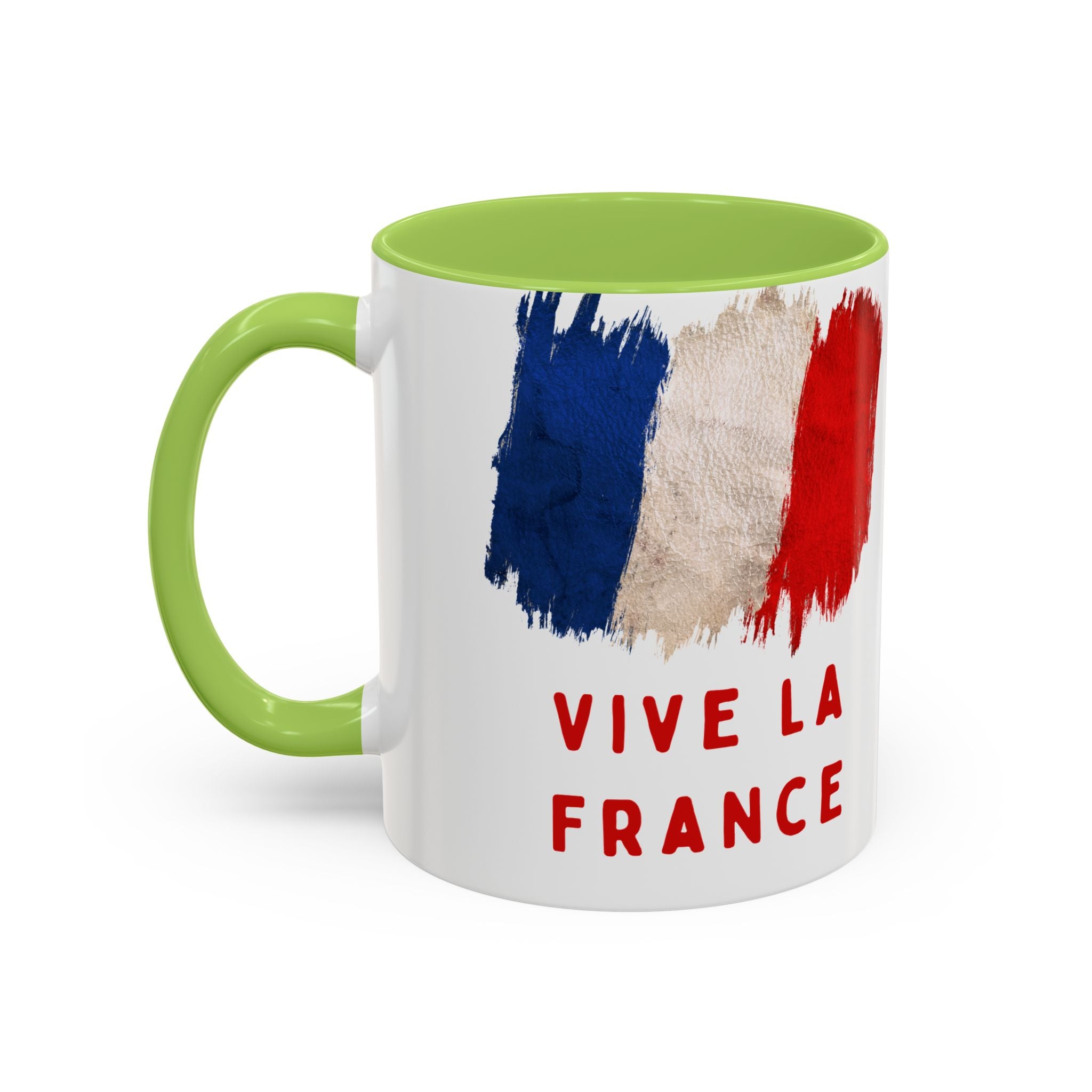 Vive La France Accent Coffee Mug — French Flag Brushstroke 11/15oz