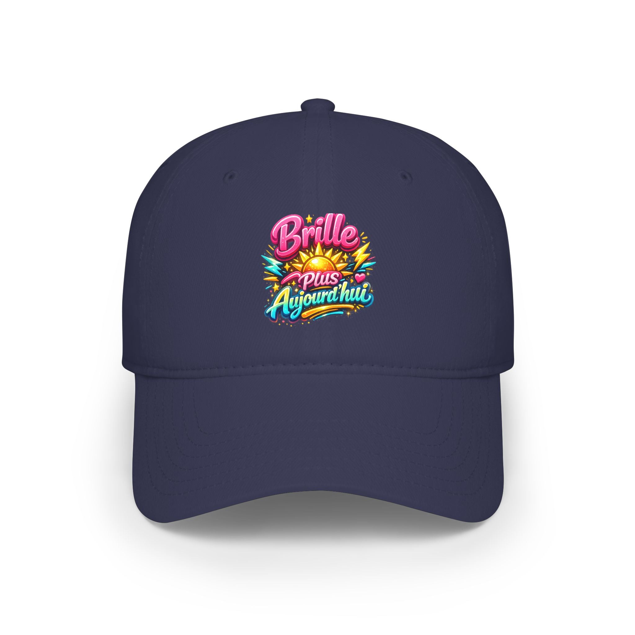 Low Profile Baseball Cap — "Brille Plus Ajourd'hui" Colorful Retro Logo Hat