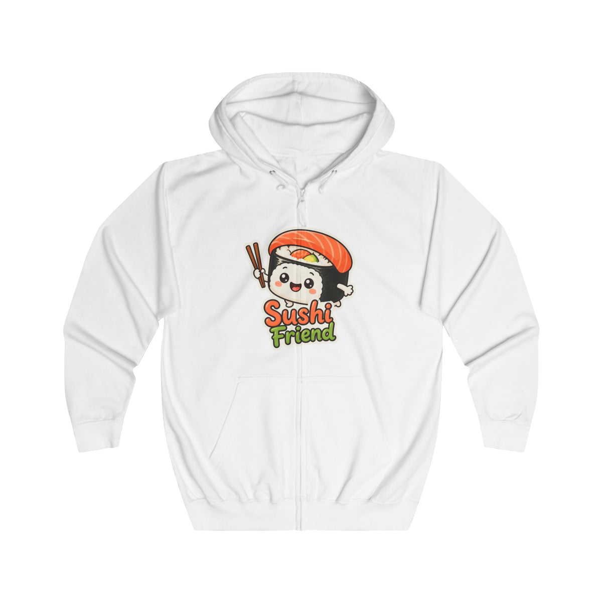 Sushi Friend Graphic Zip-Up Hoodie – Unisex