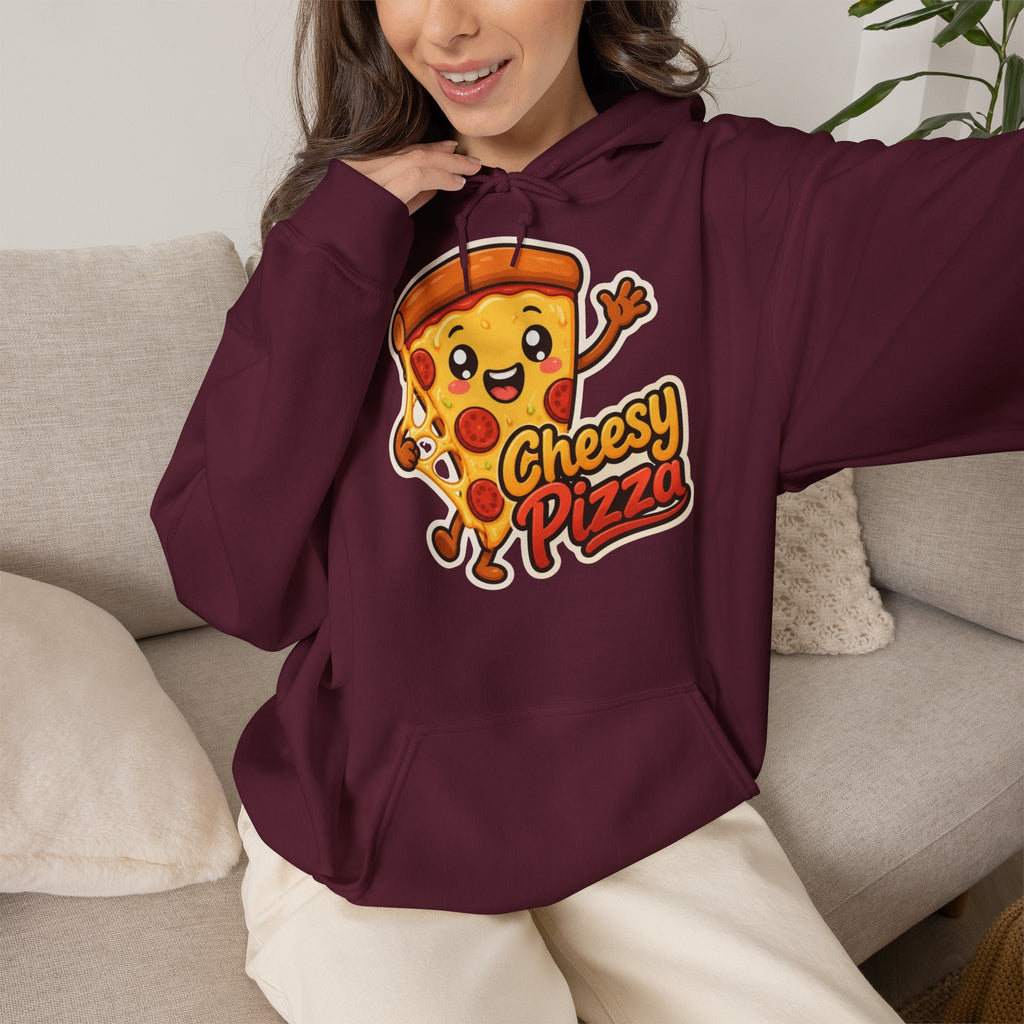Cheesy Pizza Graphic Pullover Hoodie – Unisex