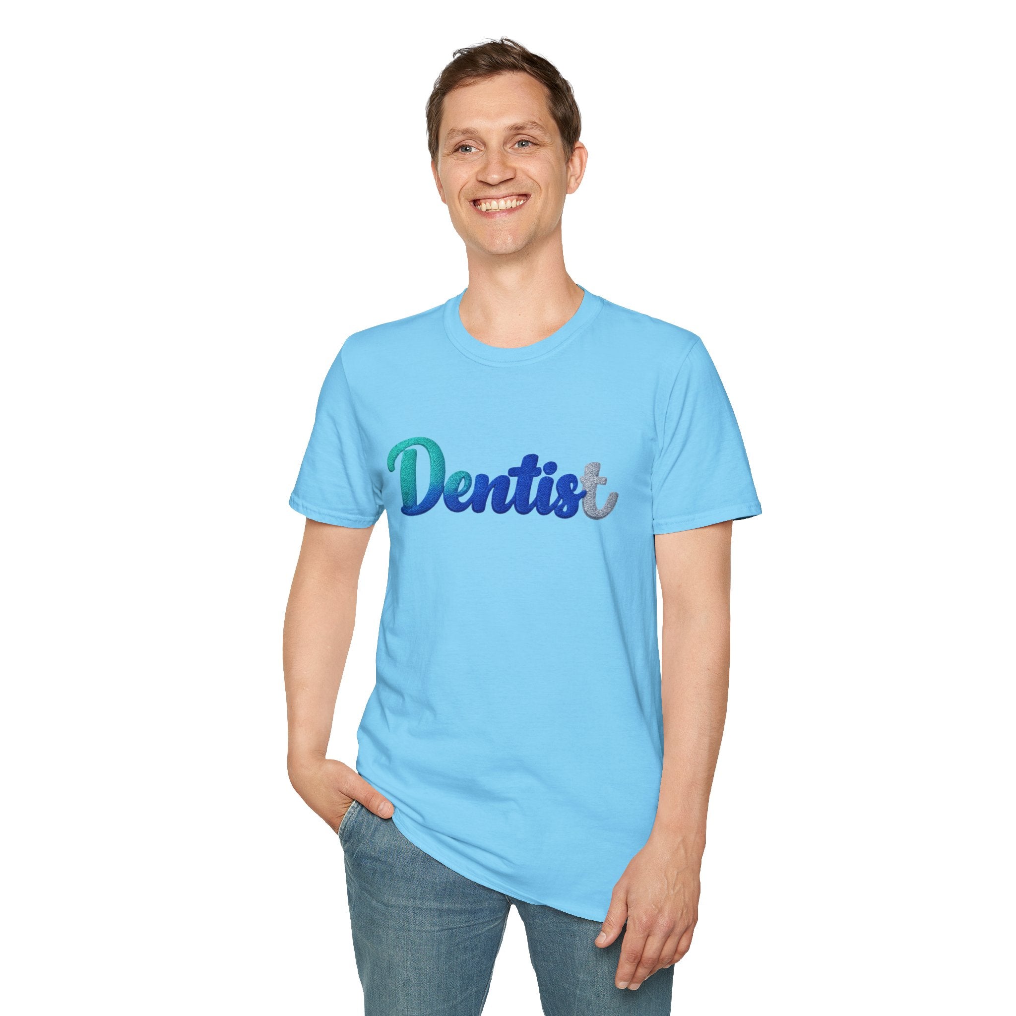 T-shirt dentiste — T-shirt script dentaire en dégradé pour hygiénistes et dentistes