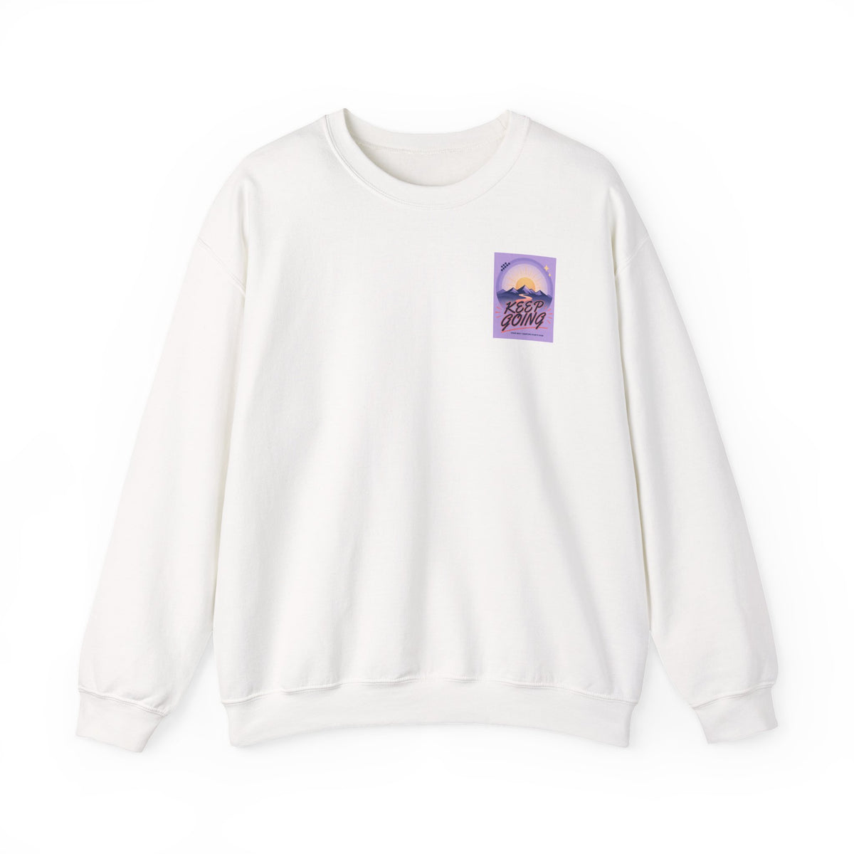 Sweat-shirt col rond à motif montagne « Continuez votre chemin »