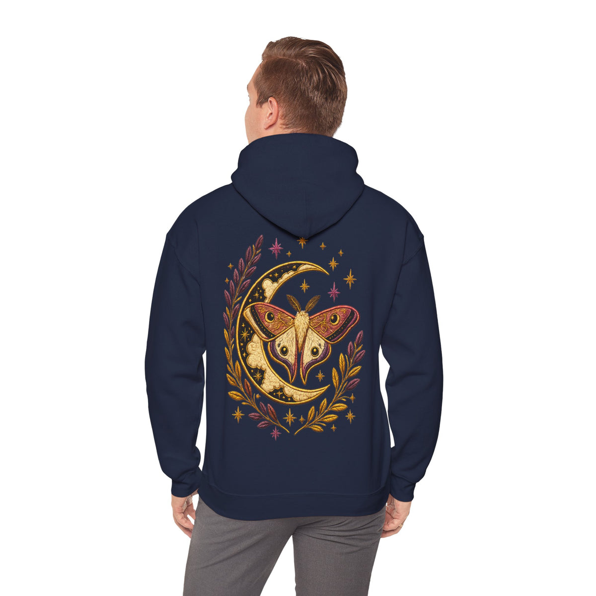 Sweat à capuche avec papillon céleste, lune et laurier
