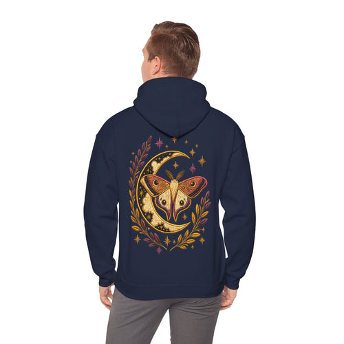 Sweat à capuche avec papillon céleste, lune et laurier