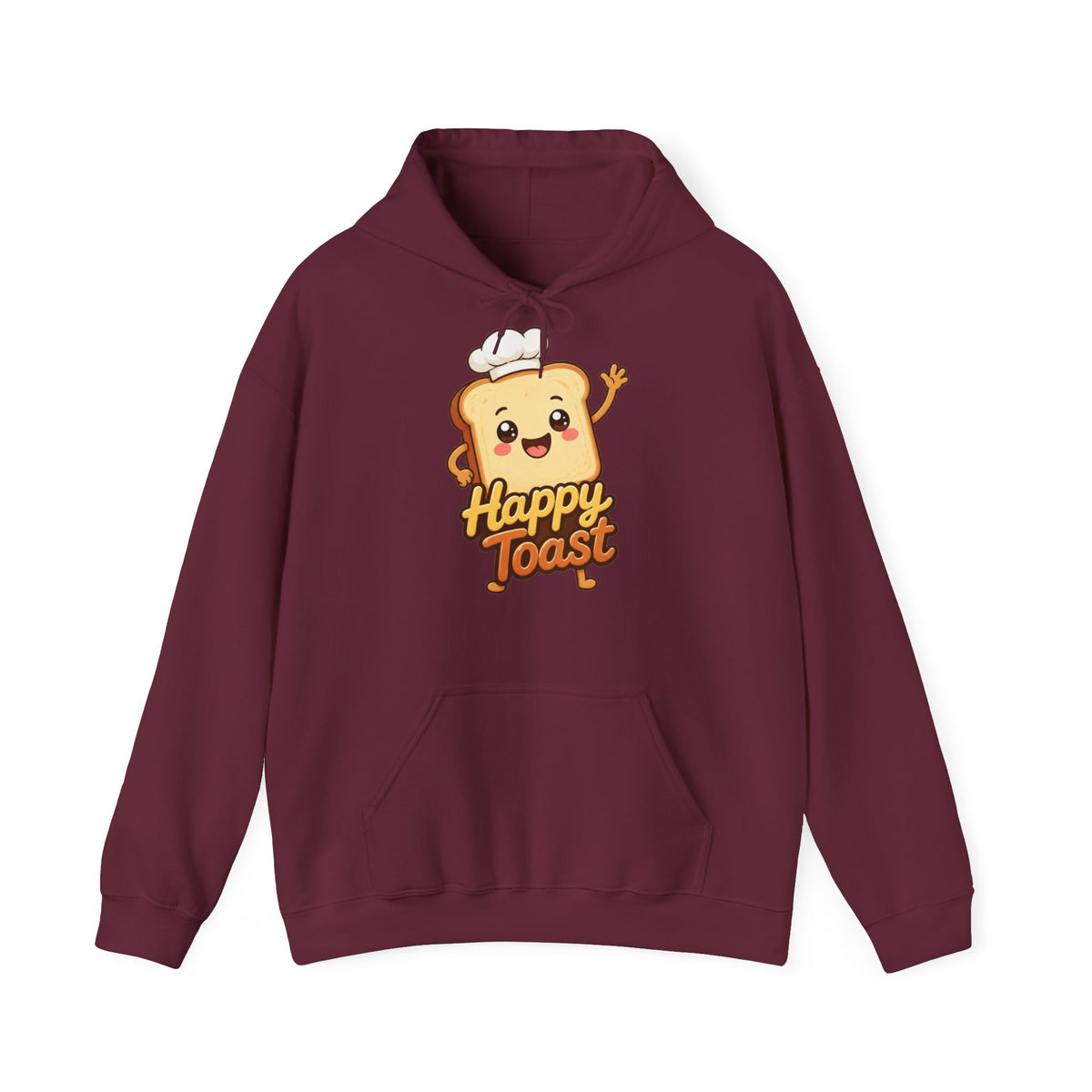 Happy Toast Cartoon Graphic Hoodie – Unisex Pullover