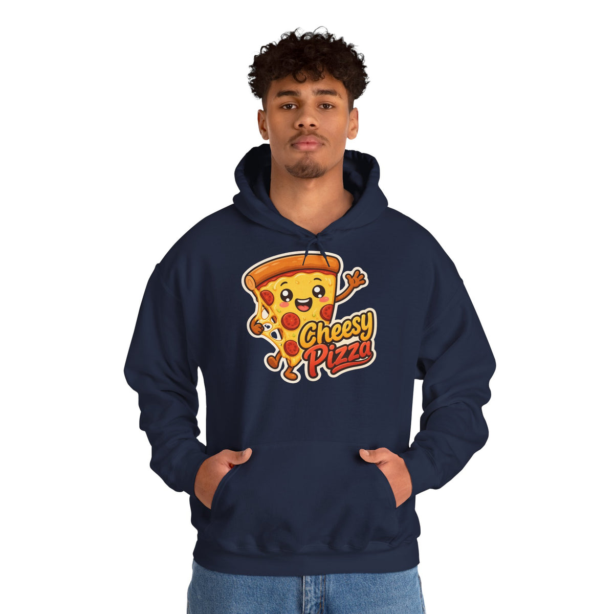 Cheesy Pizza Graphic Pullover Hoodie – Unisex