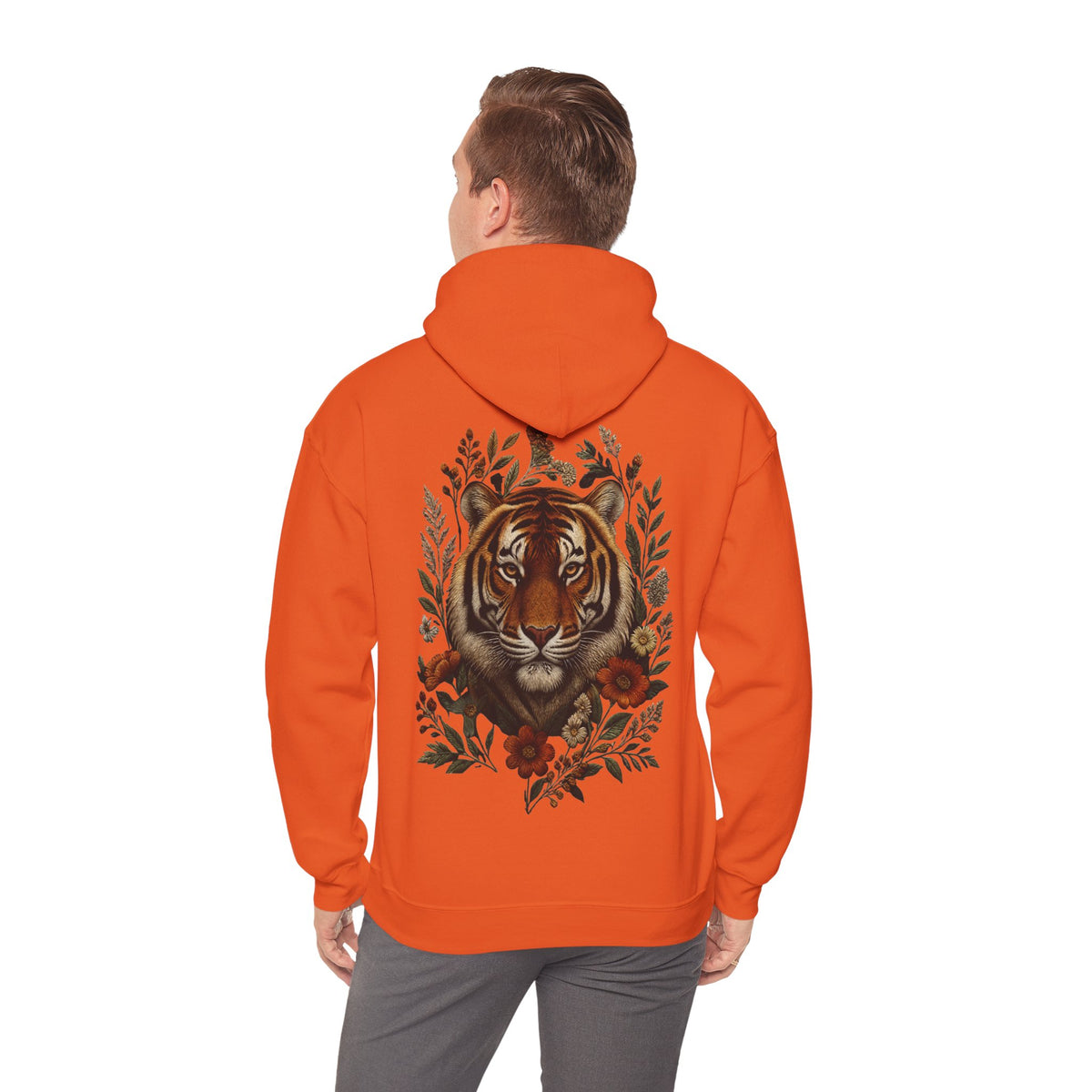 Sweat à capuche tigre floral vintage
