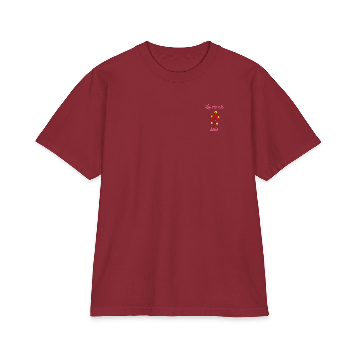 T-shirt floral La Vie Est Belle — T-shirt graphique avec citation française