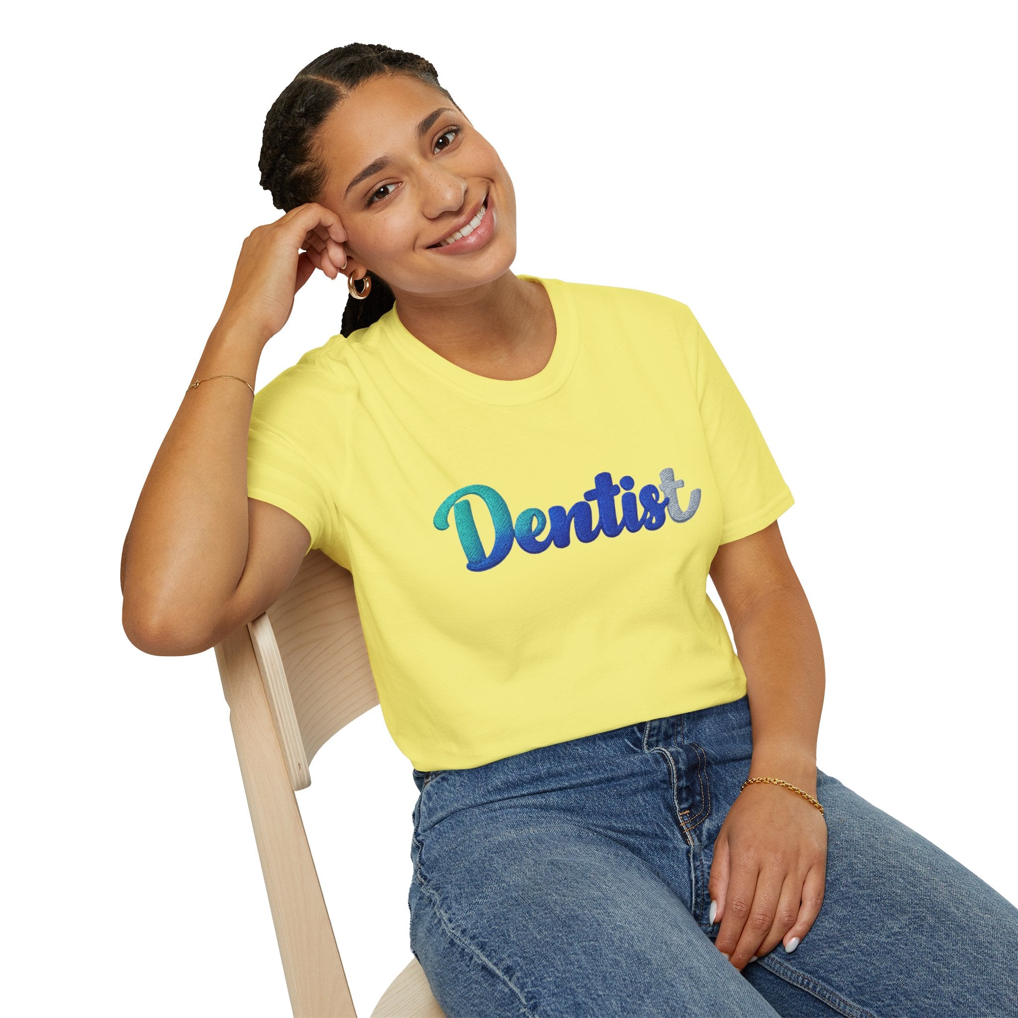 T-shirt dentiste — T-shirt script dentaire en dégradé pour hygiénistes et dentistes