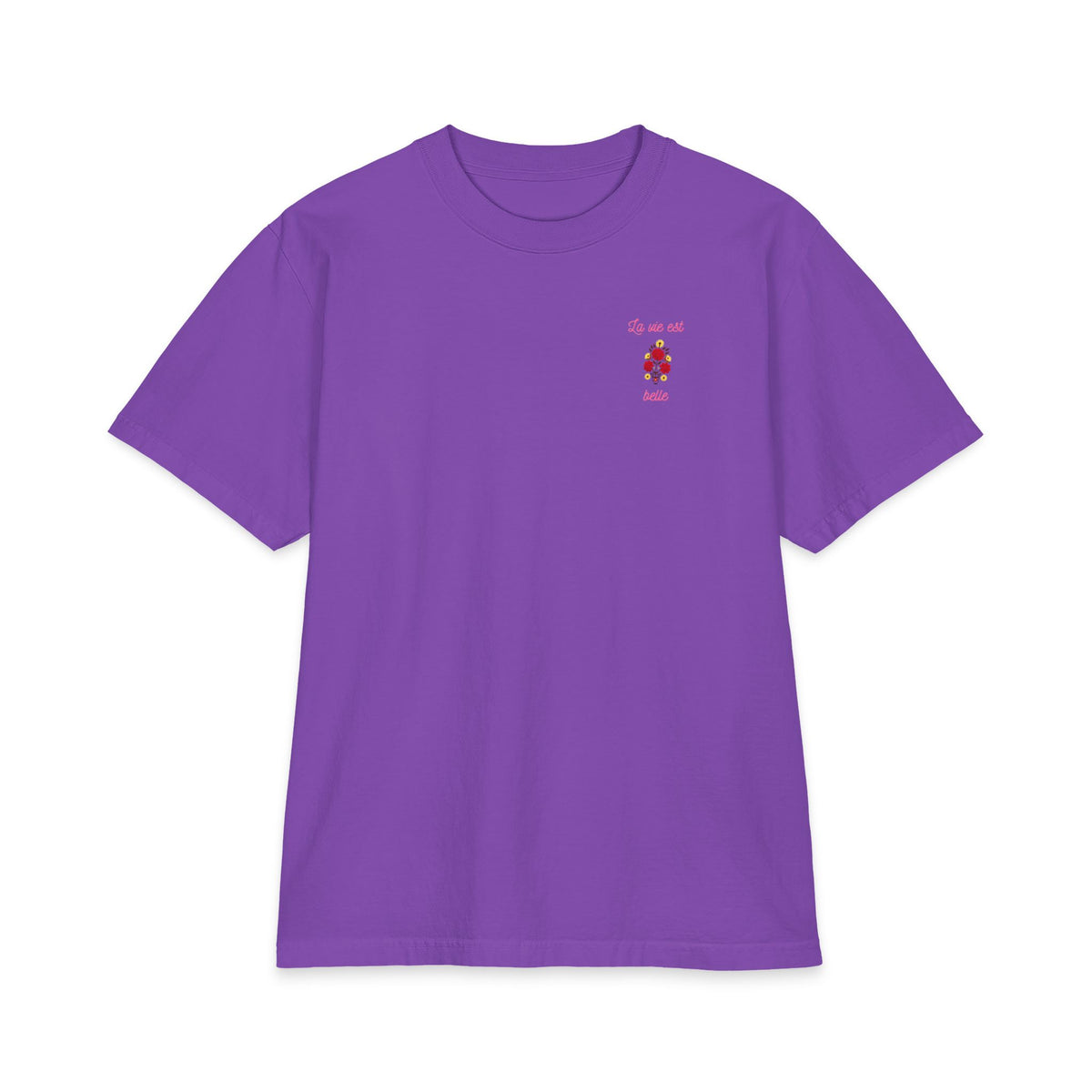 T-shirt floral La Vie Est Belle — T-shirt graphique avec citation française