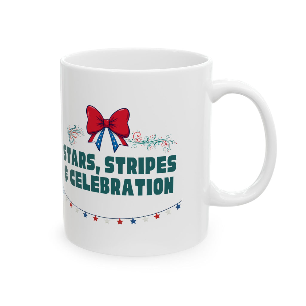 Ceramic Mug - "Stars, Stripes & Celebration" Patriotic 11oz/15oz Coffee Cup