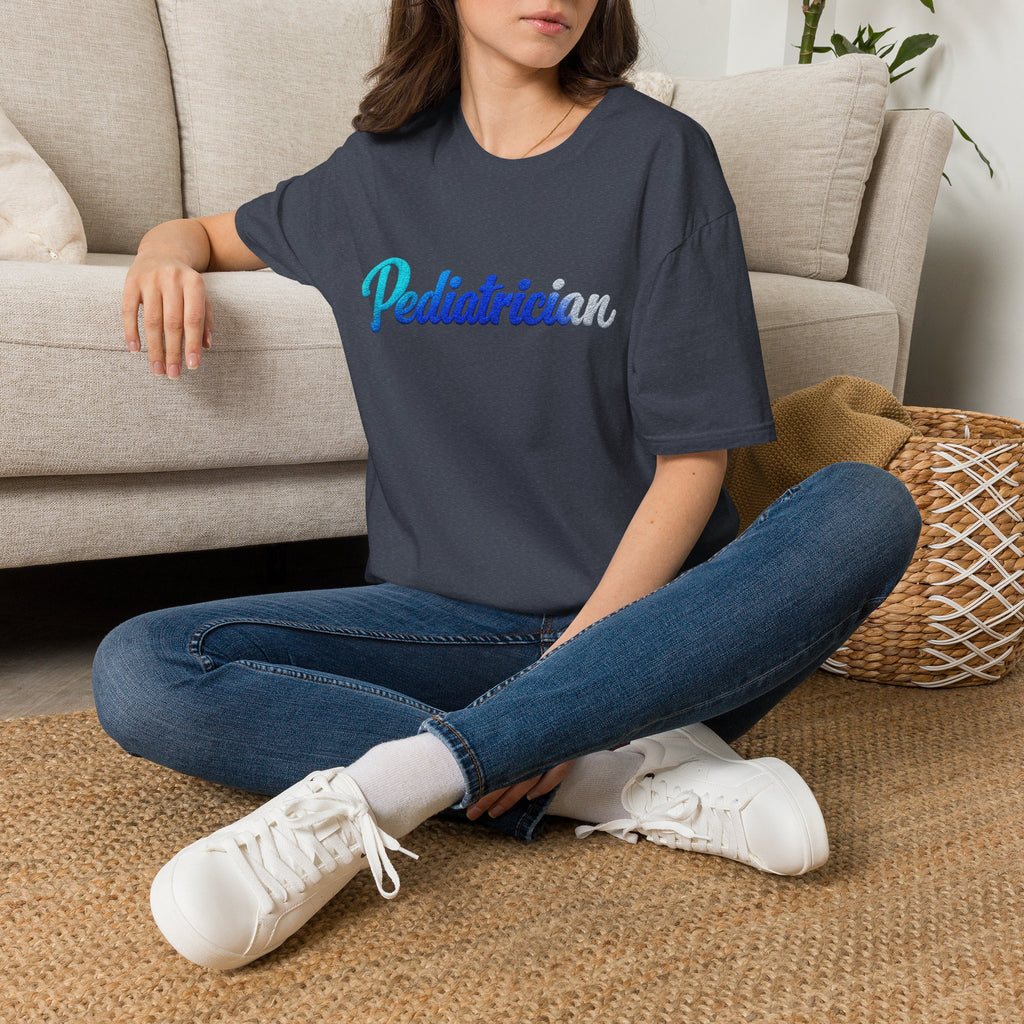 Pediatrician Script Tee — Blue Gradient Pediatric Doctor Shirt