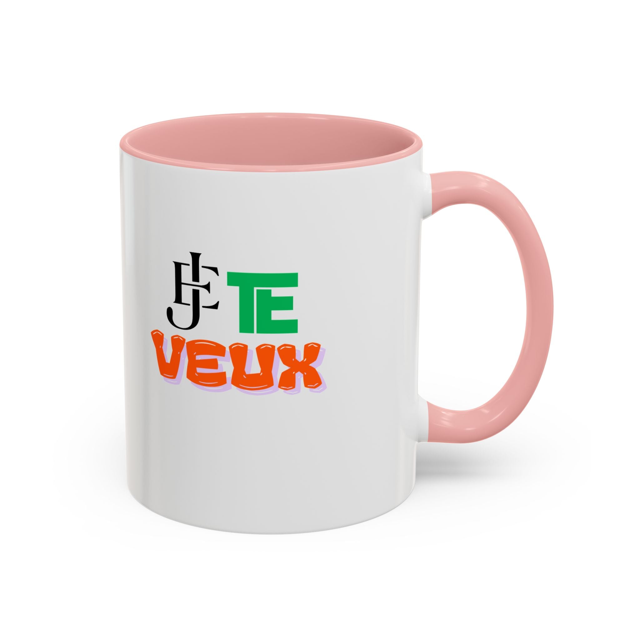 French Phrase Accent Mug — "Je Te Veux" Colorful Ceramic Coffee Mug (11/15oz)