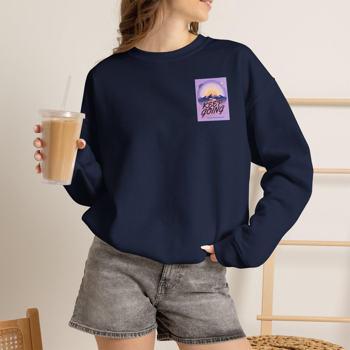 Keep Going Mountain Graphic Crewneck Sweatshirt