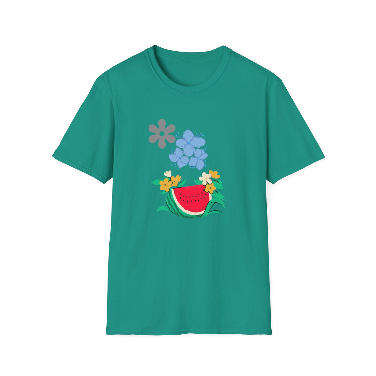 Watermelon Blossom Tee — Floral Fruit Graphic T-Shirt