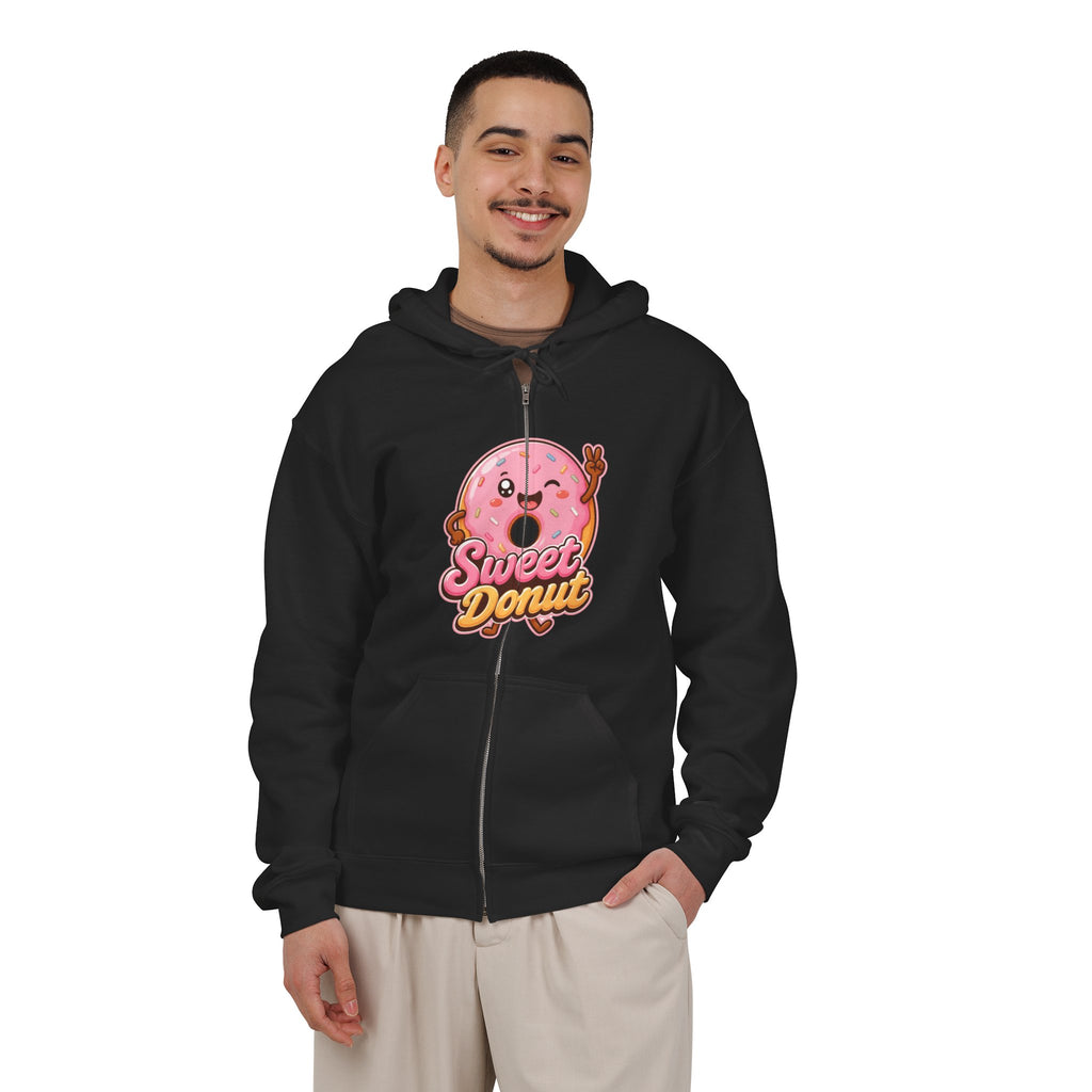 Sweet Donut Graphic Zip-Up Hoodie – Unisex