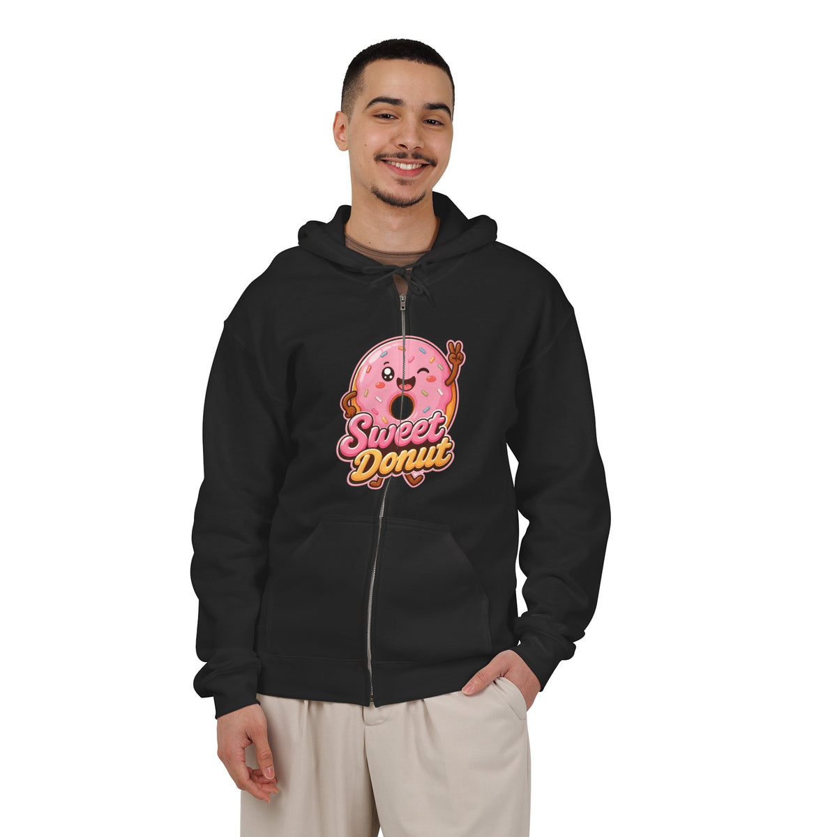 Sweet Donut Graphic Zip-Up Hoodie – Unisex